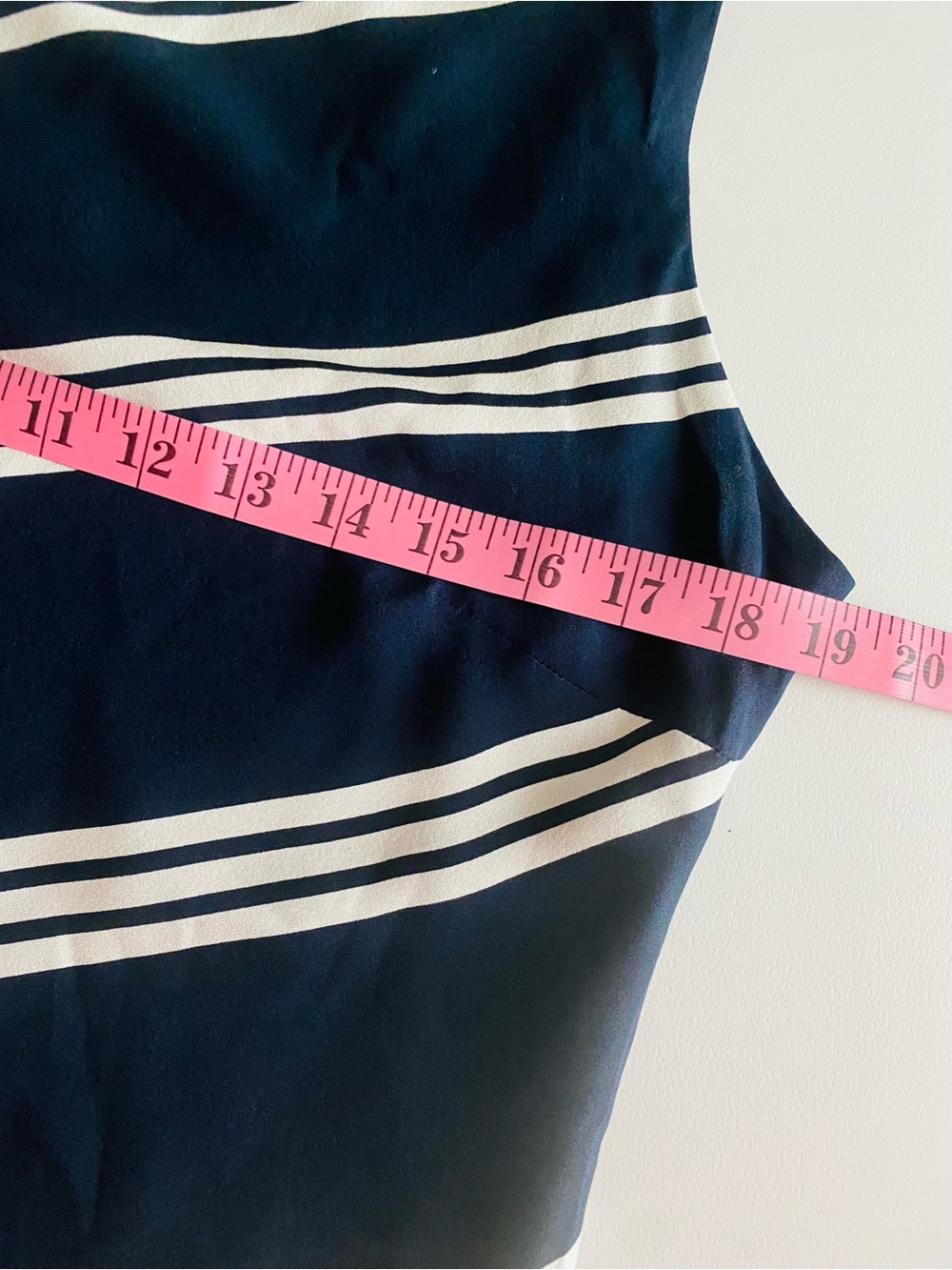 Ralph Lauren 100% Silk One-Shoulder Navy/White Striped Cocktail Maxi Dress Sz 12 - Picture 10 of 11